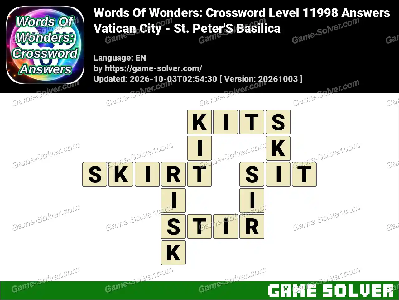 Words Of Wonders: Crossword Level 11998 Answers – Vatican City – St. Peter’S Basilica
